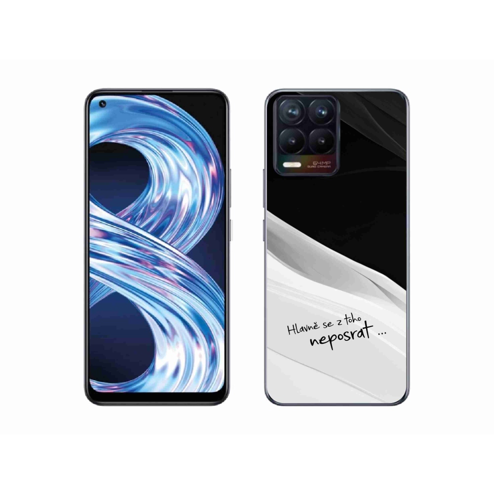 Gél borító mmCase a Realme 8 Pro-hoz - vicces szöveg 13 fehér és fekete háttérrel