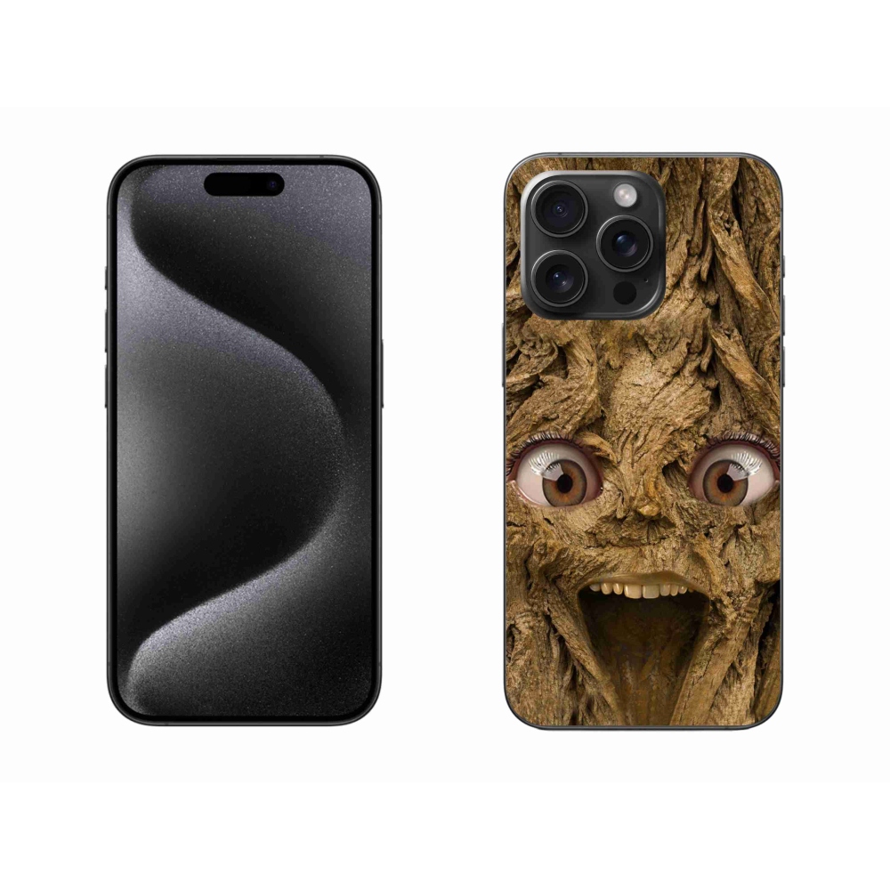 Gél borítás mmCase iPhone 15 Pro Max készülékhez - boldog fa szemekkel