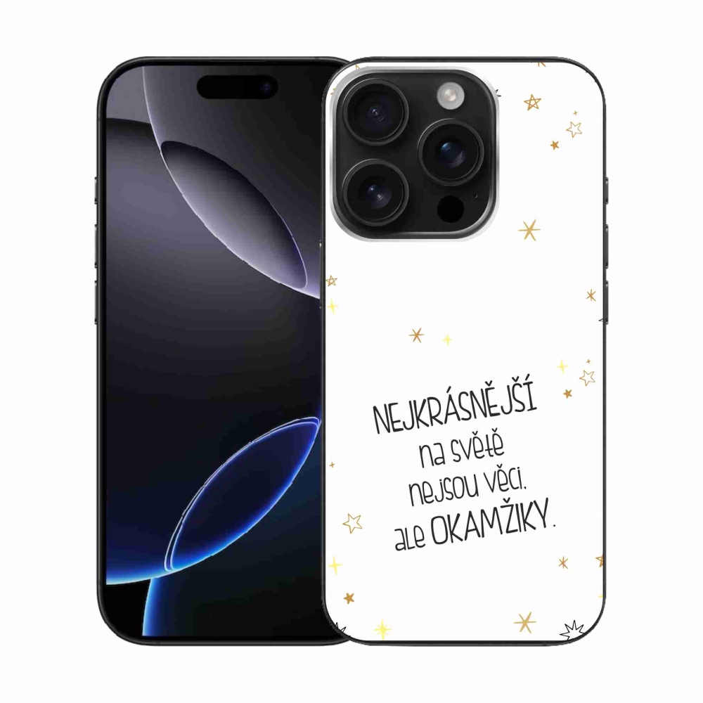 Zselés borítás mmCase iPhone 16 Pro készülékhez - idézet 4 fehér háttér