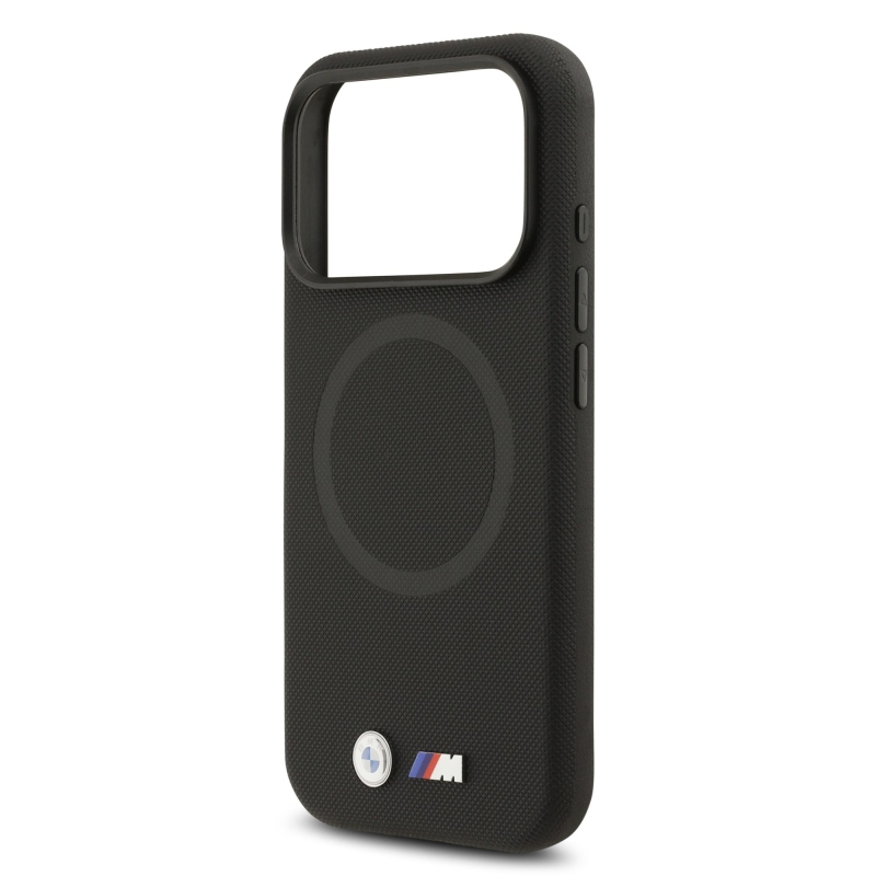 BMW M FW Metal Logo hátsó tok iPhone 17 Pro-hoz, fekete