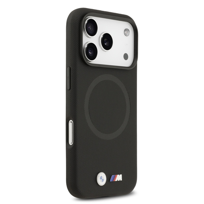 BMW M FW Metal Logo hátsó tok iPhone 17 Pro-hoz, fekete
