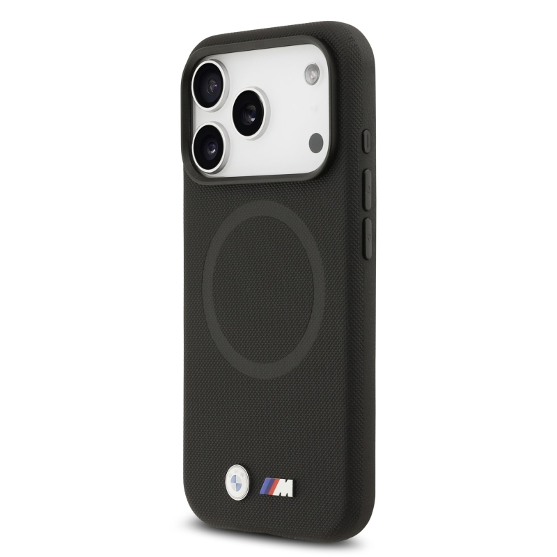 BMW M FW Metal Logo hátsó tok iPhone 17 Pro-hoz, fekete