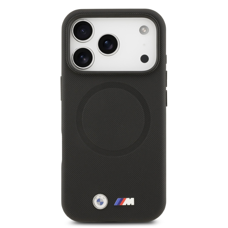 BMW M FW Metal Logo hátsó tok iPhone 17 Pro Max-hoz, fekete