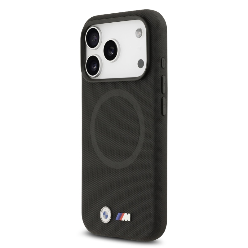 BMW M FW Metal Logo hátsó tok iPhone 17 Pro Max-hoz, fekete