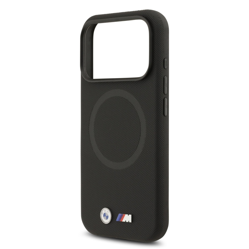 BMW M FW Metal Logo hátsó tok iPhone 17 Pro Max-hoz, fekete