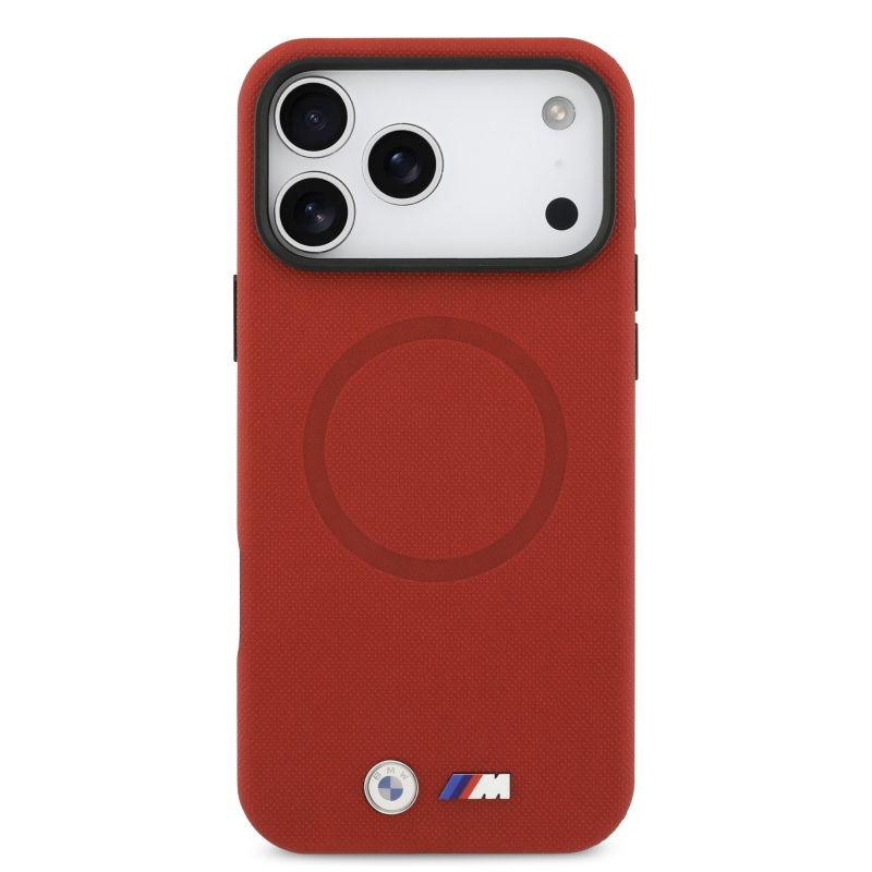 BMW M FW Metal Logo hátsó tok iPhone 17 Pro Max-hoz, piros