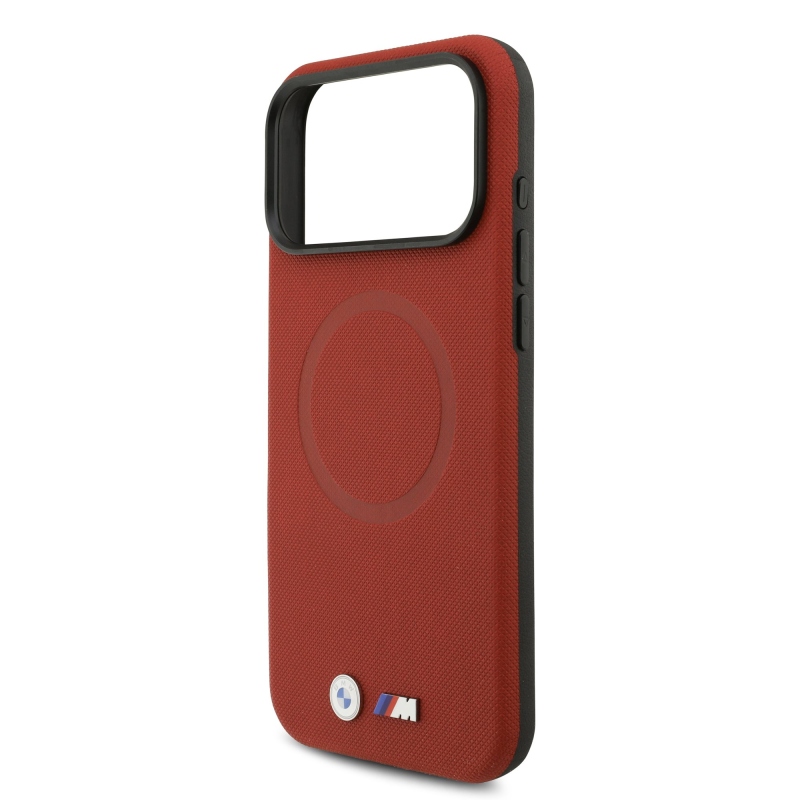 BMW M FW Metal Logo hátsó tok iPhone 17 Pro Max-hoz, piros