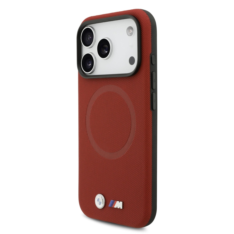 BMW M FW Metal Logo hátsó tok iPhone 17 Pro-hoz, piros