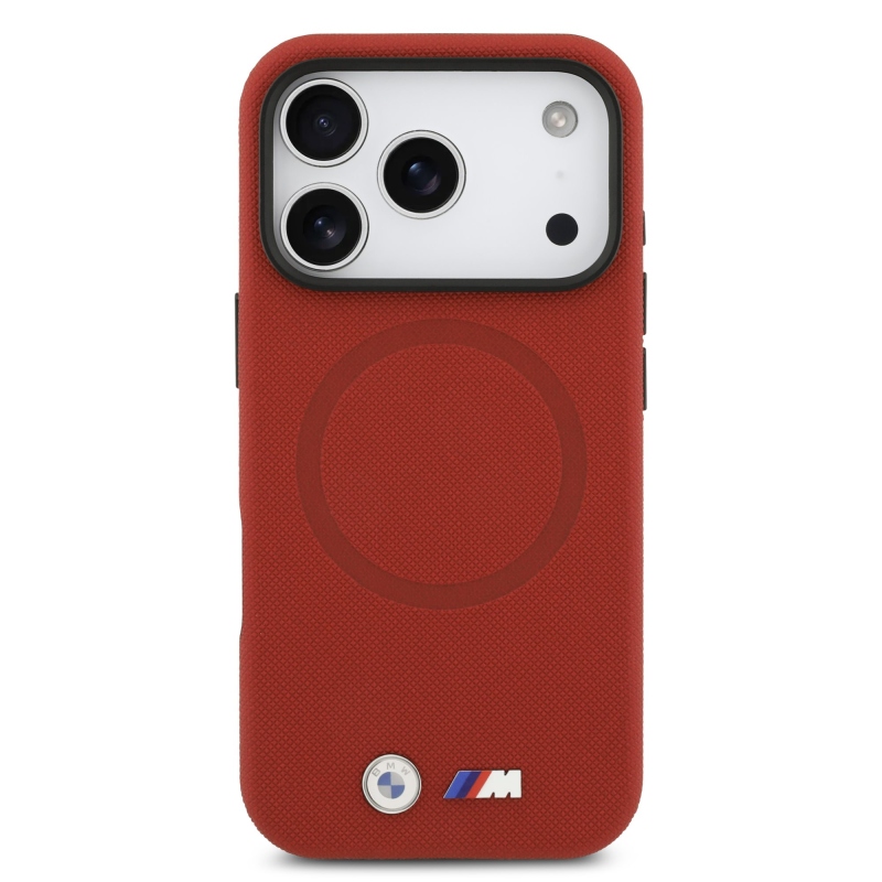 BMW M FW Metal Logo hátsó tok iPhone 17 Pro-hoz, piros