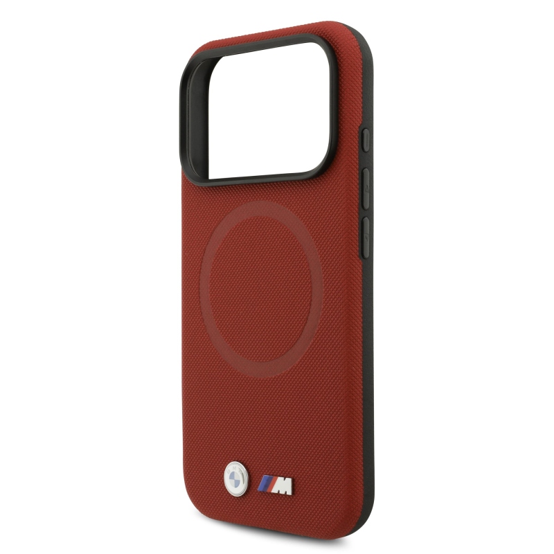 BMW M FW Metal Logo hátsó tok iPhone 17 Pro-hoz, piros