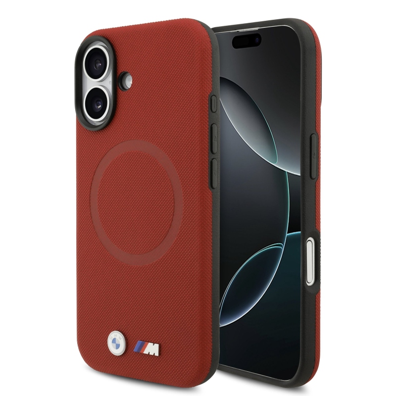 BMW M FW Metal Logo hátsó tok iPhone 17-hez, piros