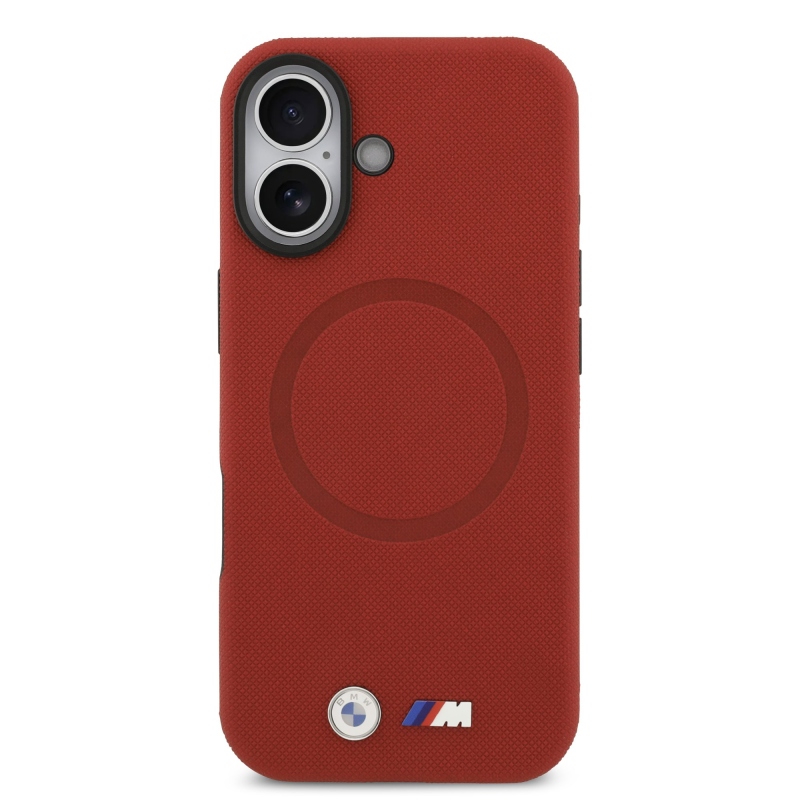 BMW M FW Metal Logo hátsó tok iPhone 17-hez, piros