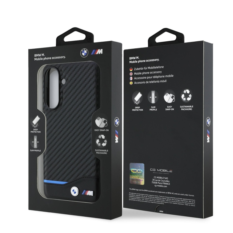 BMW M PU karbon hátlap Samsung Galaxy A56-hoz fekete