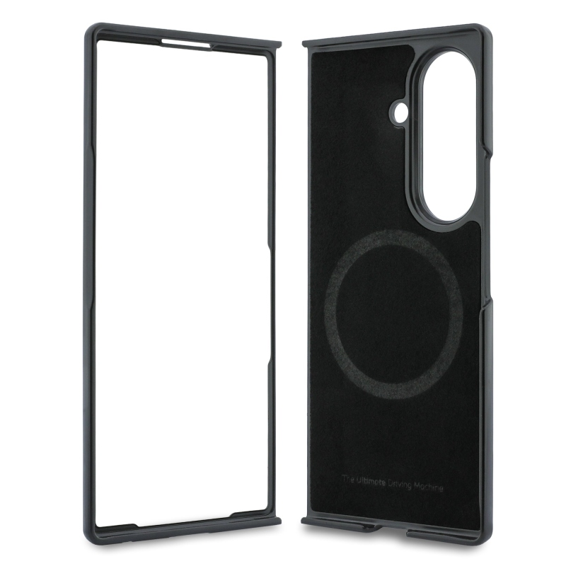 BMW M PU perforált, háromszínű csíkos mágneses hátsó burkolat a Samsung Galaxy Z Fold 8-hoz, Ultra Black