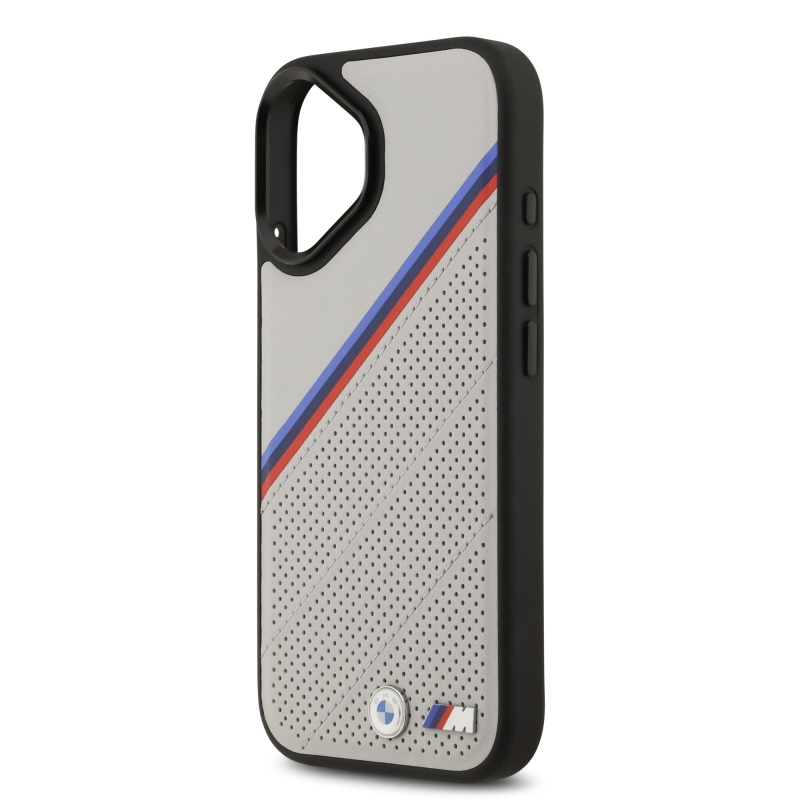 BMW M háromszínű, perforált mintázatú MagSafe tok iPhone 17-hez, szürke