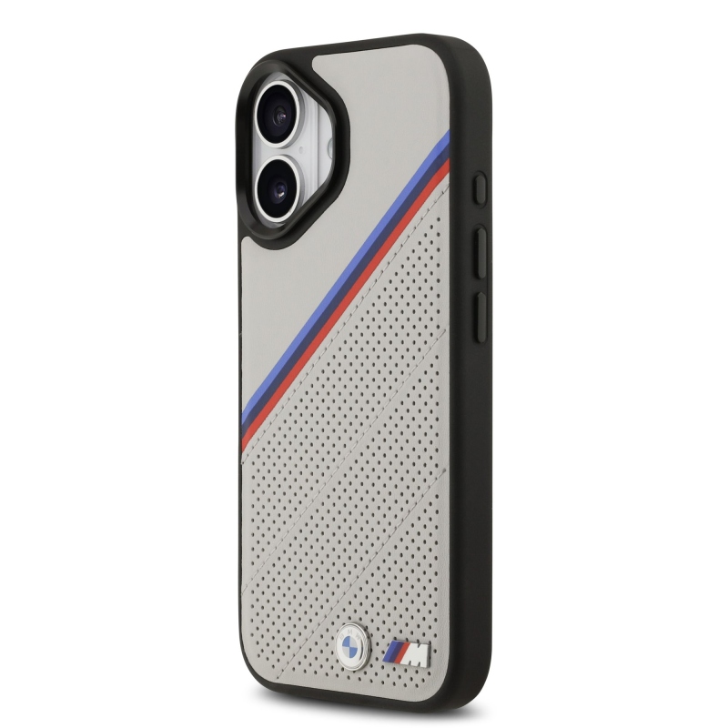 BMW M háromszínű, perforált mintázatú MagSafe tok iPhone 17-hez, szürke