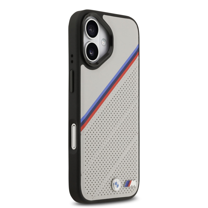 BMW M háromszínű, perforált mintázatú MagSafe tok iPhone 17-hez, szürke