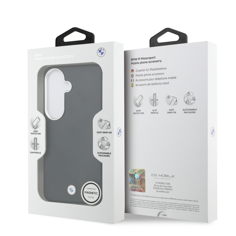 BMW Signature PU bőr fém logó logó mágneses hátlap Samsung Galaxy S26 fekete