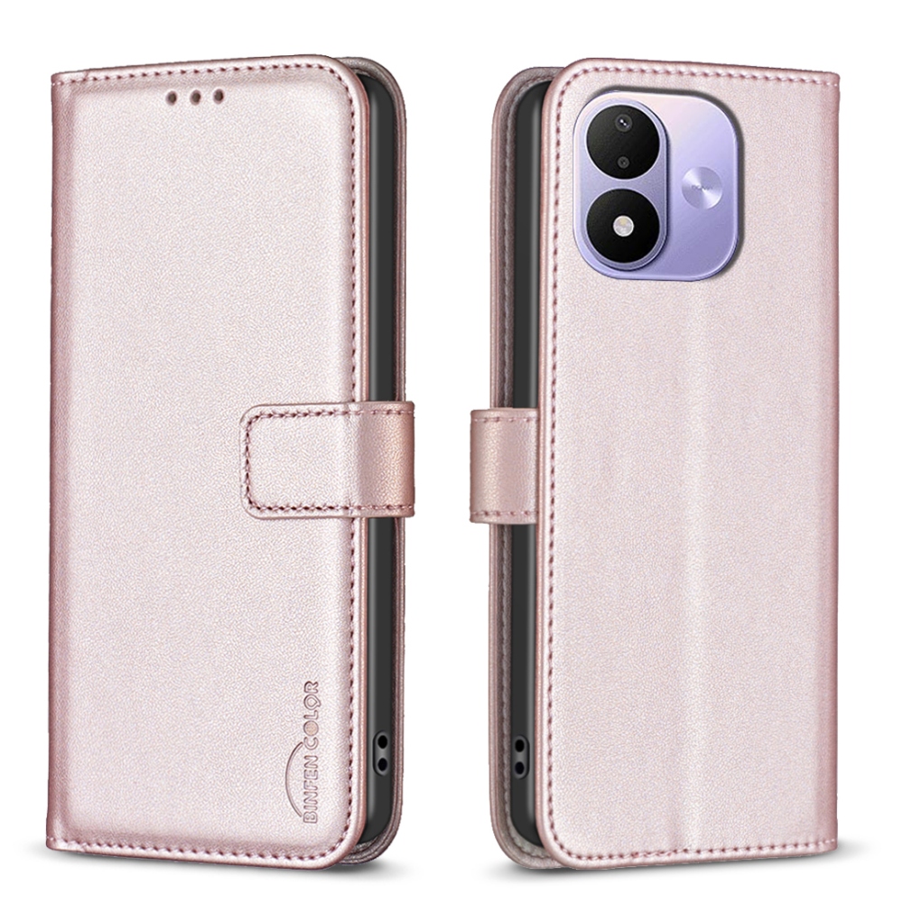 BNF könyvformájú tok a Xiaomi Redmi Note 17 4G/5G-hez – rózsaszín-arany