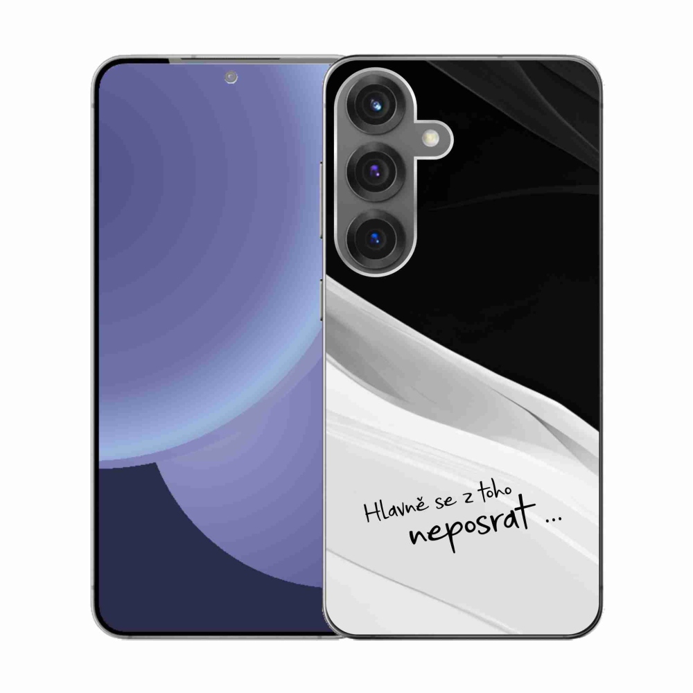 Gél borító mmCase Samsung Galaxy S25 készülékhez - vicces szöveg 13 fehér és fekete háttérrel