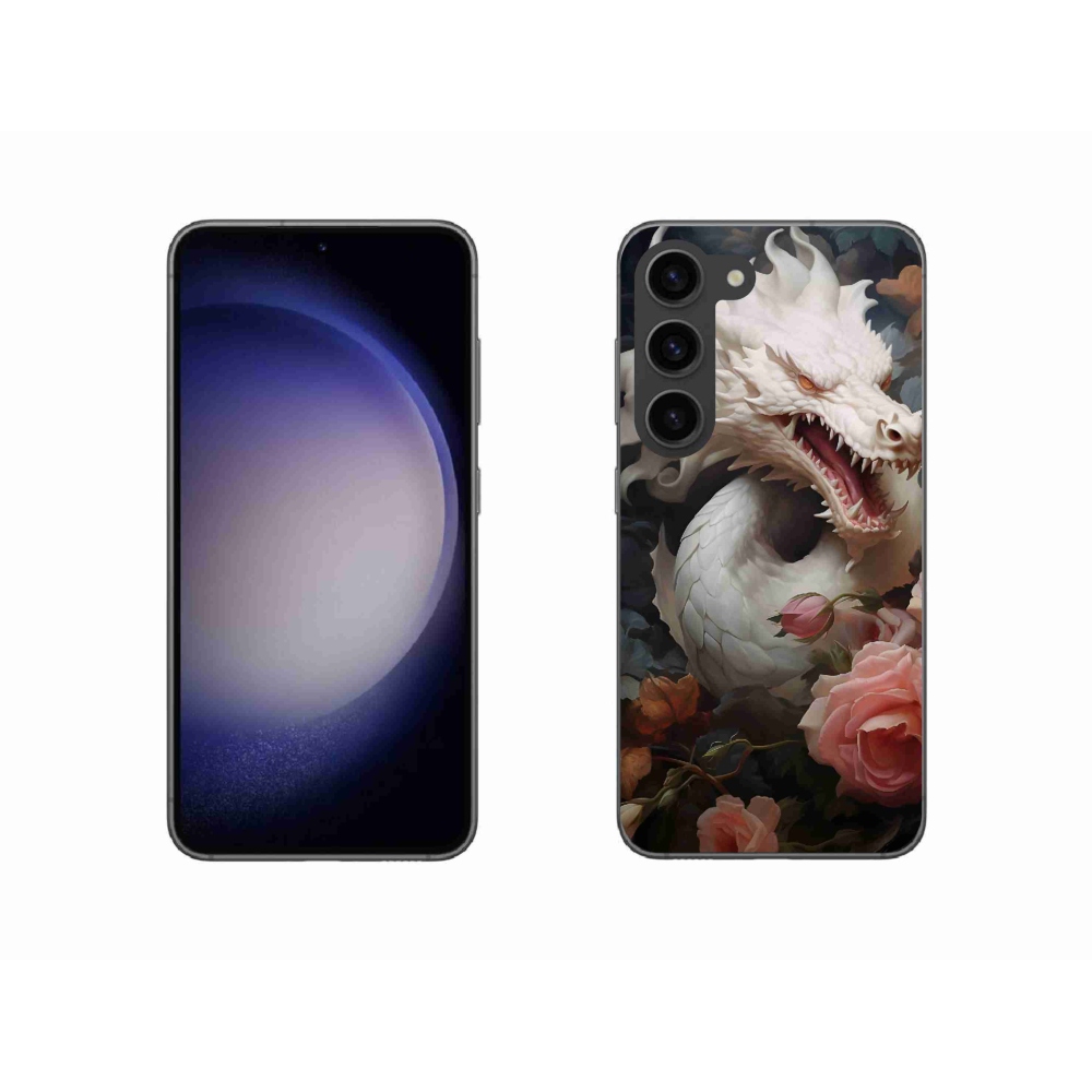 Gél védőhuzat mmCase Samsung Galaxy S23 5G - fehér sárkányhoz