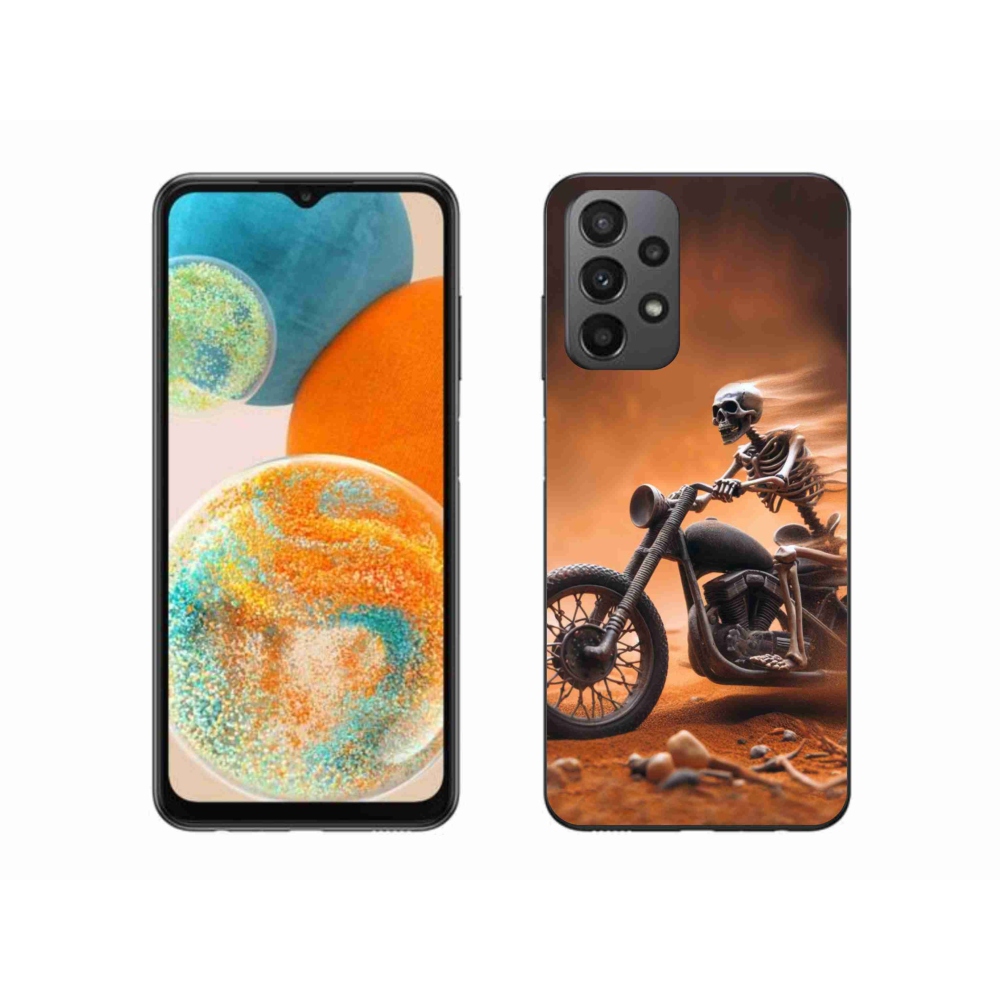Zselés borítás mmCase Samsung Galaxy A23 4G/5G - csontváz egy motorkerékpárral
