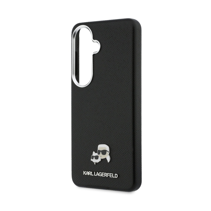 Karl Lagerfeld szemcsés PU bőr K&CH Heads mágneses hátlap Samsung Galaxy S26-hoz Fekete