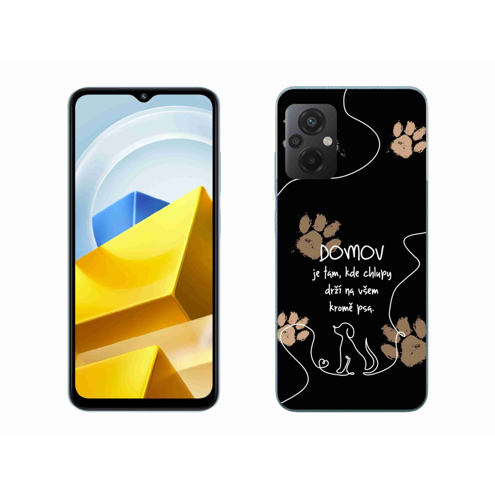 Gél borítás mmCase a Xiaomi Poco M5 4G-hez - kutya motívum fekete háttérrel