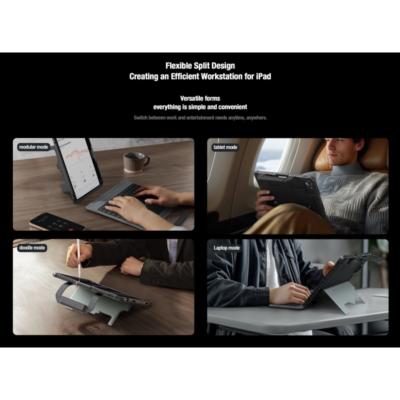 Nillkin Bumper GO billentyűzet tok (háttérvilágításos verzió) iPad Pro 11 2024 Fekete