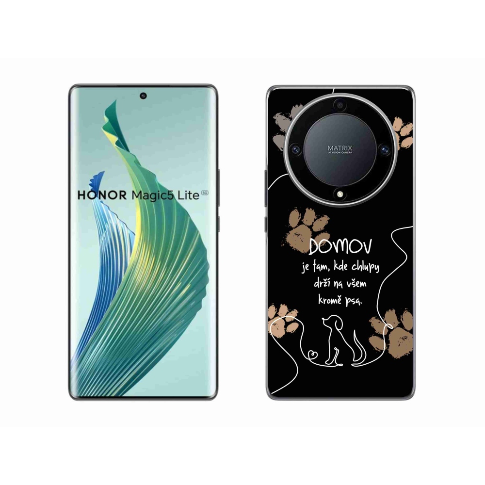 Gél borító mmCase a Honor Magic 5 Lite 5G készülékhez - kutya motívum fekete háttérrel