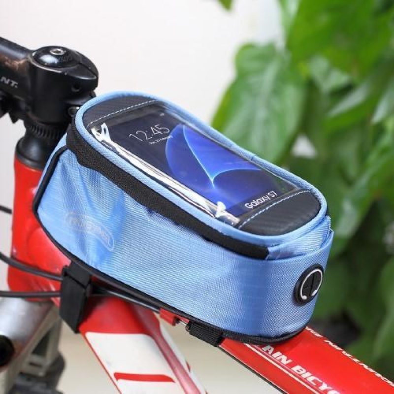 Kerékpáros táska mobiltelefonok tárolására 138,3 x 67,1 x 7,1 mm méretű mobiltelefonok számára - kék színben