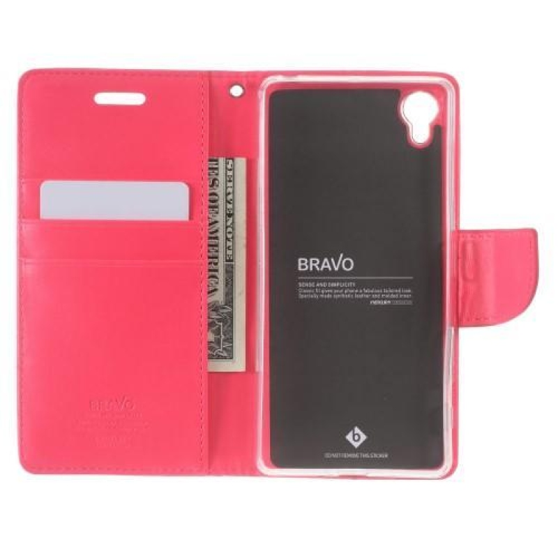 BravoDiary PU bőr tok Sony Xperia X-hez - rózsaszínű