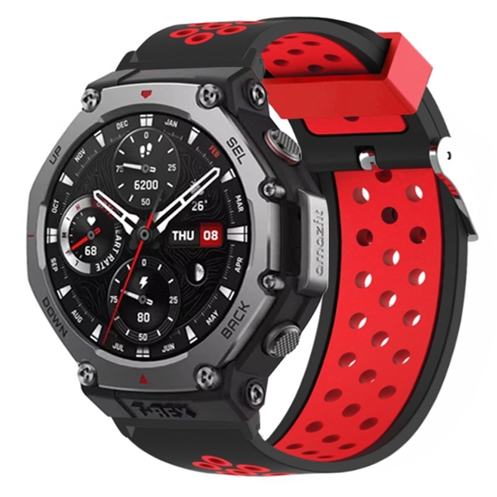 Breath szilikon karkötő az Amazfit T-Rex 3-hoz – fekete/piros