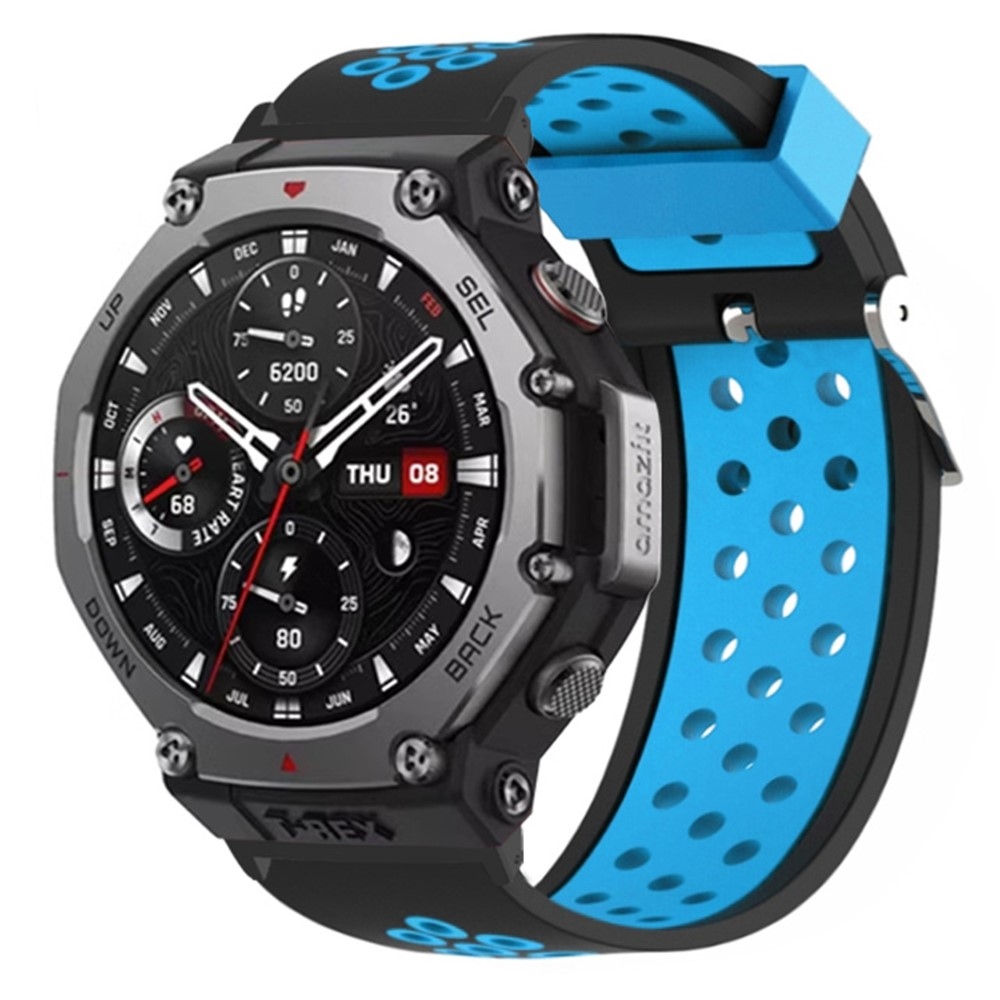 Breath szilikon karkötő az Amazfit T-Rex 3-hoz – fekete/kék