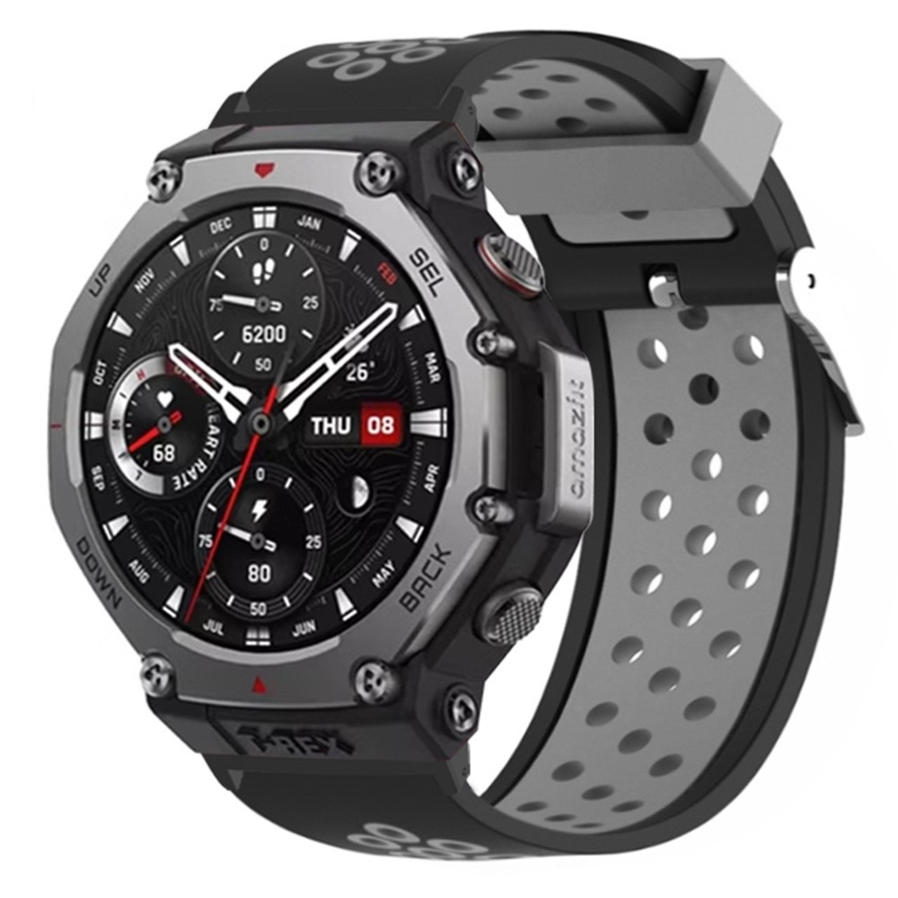Breath szilikon karkötő az Amazfit T-Rex 3-hoz – fekete/szürke