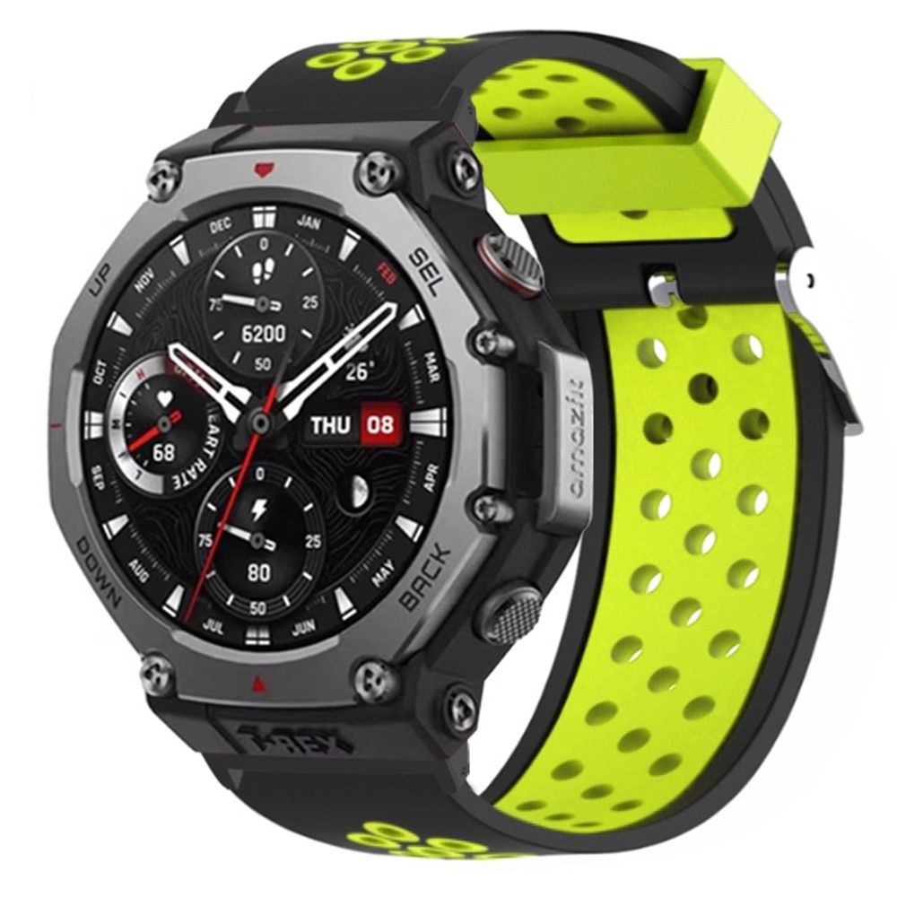 Breath szilikon karkötő az Amazfit T-Rex 3-hoz – fekete/zöld