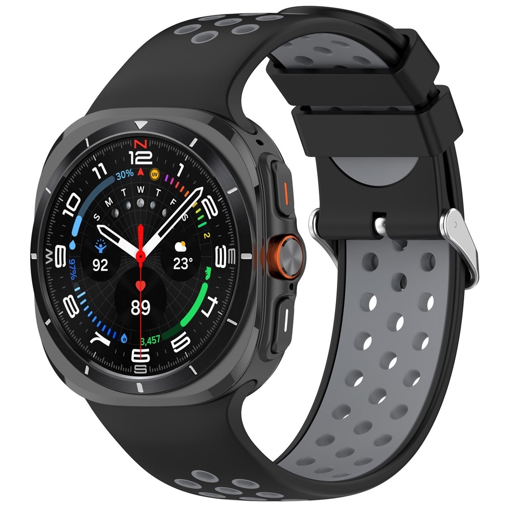 Breath szilikon karkötő a Samsung Galaxy Watch Ultra (2025) 47 mm-es modellhez – fekete/szürke