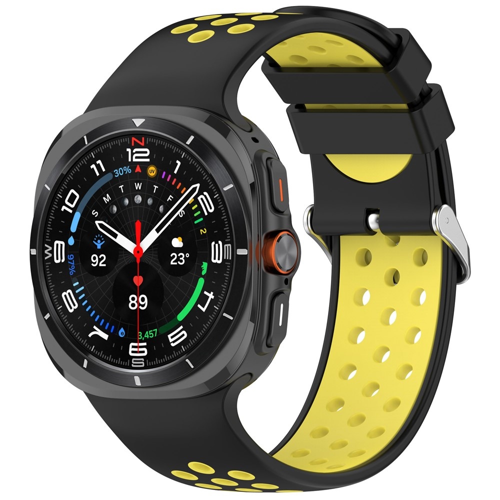 Breath szilikon karkötő a Samsung Galaxy Watch Ultra (2025) 47 mm-es modellhez – fekete/sárga