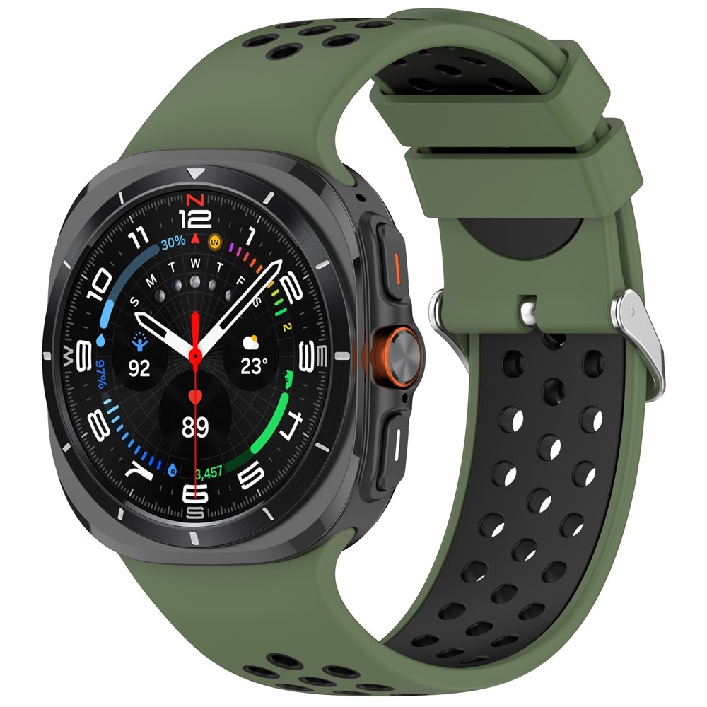 Breath szilikon karkötő a Samsung Galaxy Watch Ultra (2025) 47 mm-es modellhez – zöld/fekete