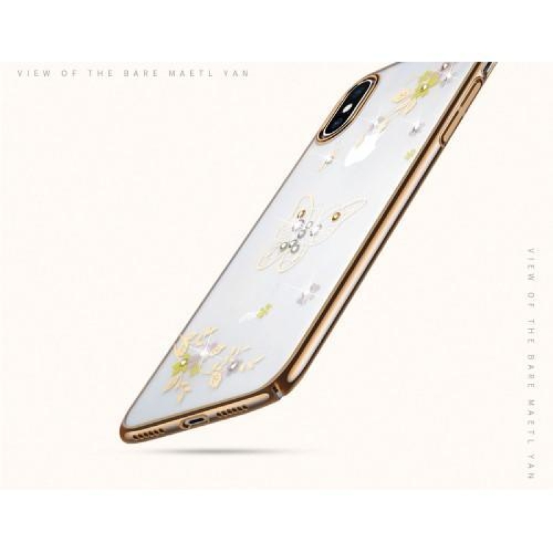 Brilliance műanyag tok kristályokkal díszített iPhone X készülékhez - arany színű