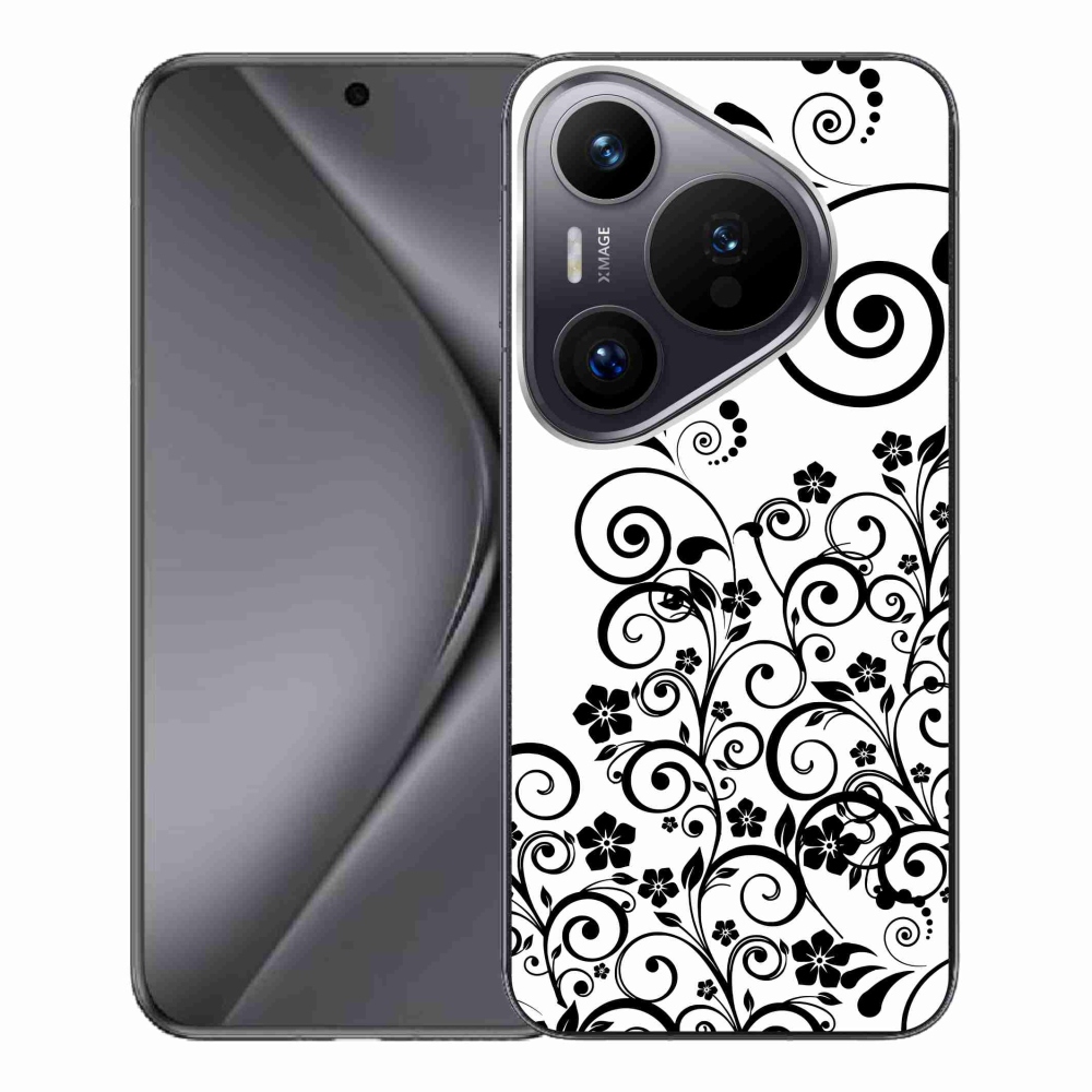 Gél borítás mmCase a Huawei Pura 70 Pro készülékre - fekete és fehér virágminták