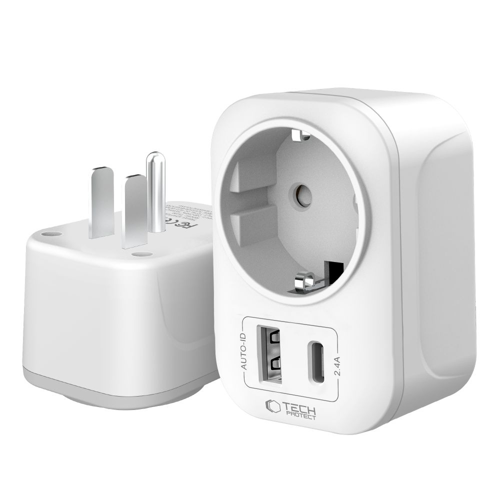 Tech-Protect TA100 EU-USA utazóadapter USB-C és USB-A csatlakozóval