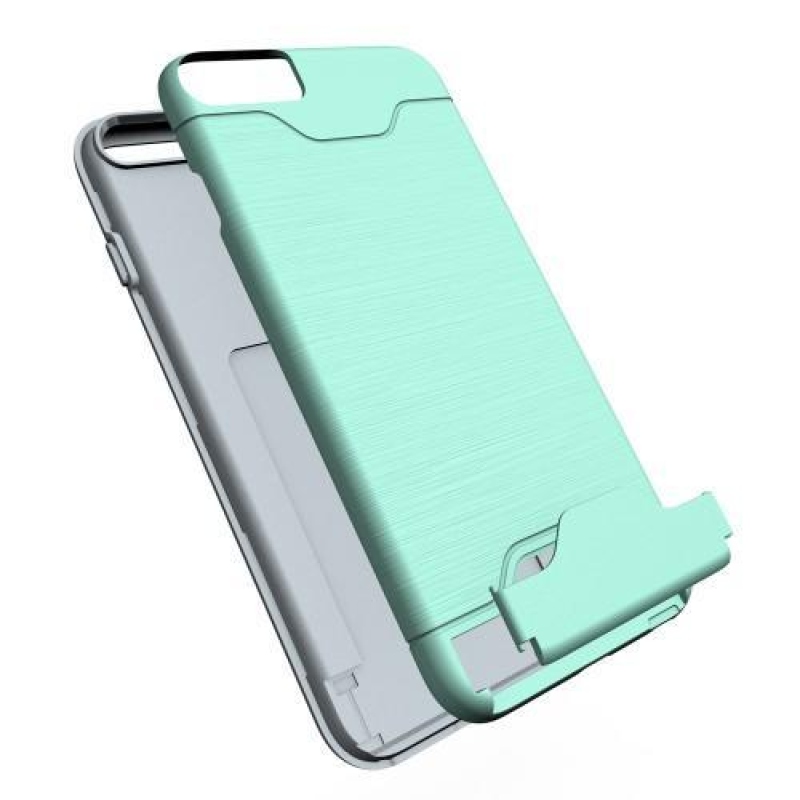 Ecsettel ellátott tartós tok rekesszel iPhone 6s Plus és 6 Plus készülékhez - cián színű