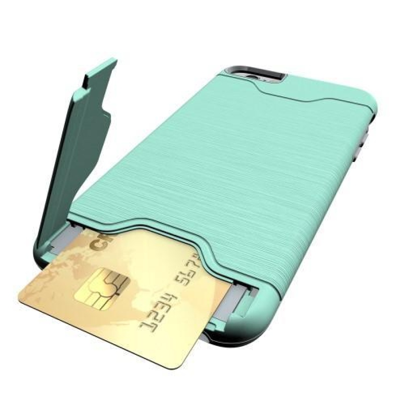 Ecsettel ellátott tartós tok rekesszel iPhone 6s Plus és 6 Plus készülékhez - cián színű