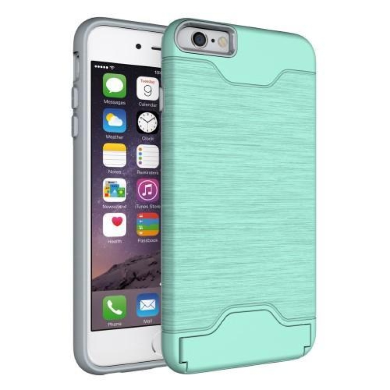 Ecsettel ellátott tartós tok rekesszel iPhone 6s Plus és 6 Plus készülékhez - cián színű