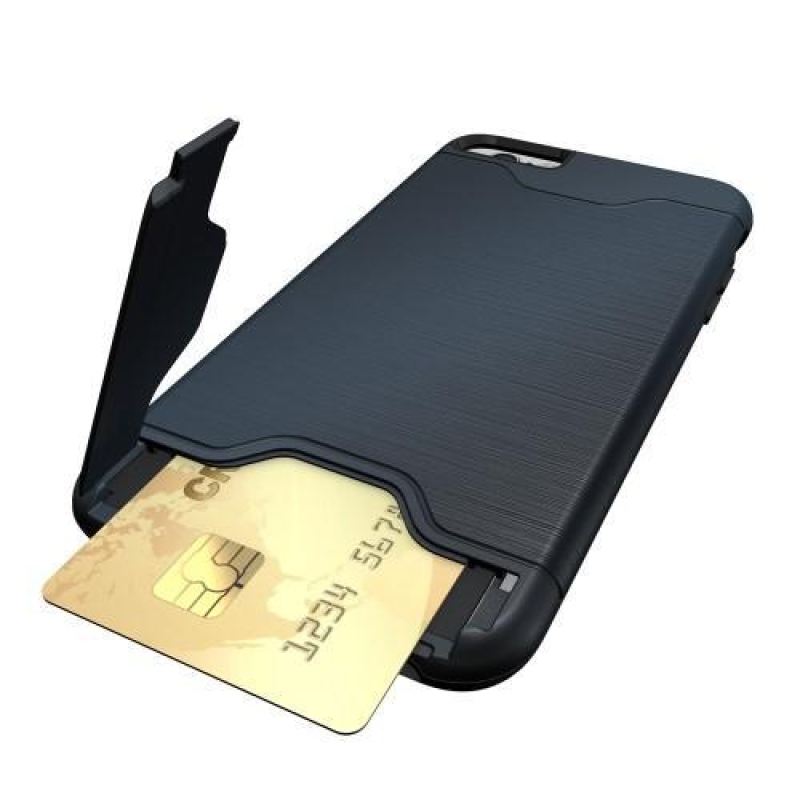 Ecsettel készült tartós tok rekesszel iPhone 6s Plus és 6 Plus készülékhez - sötétkék színben