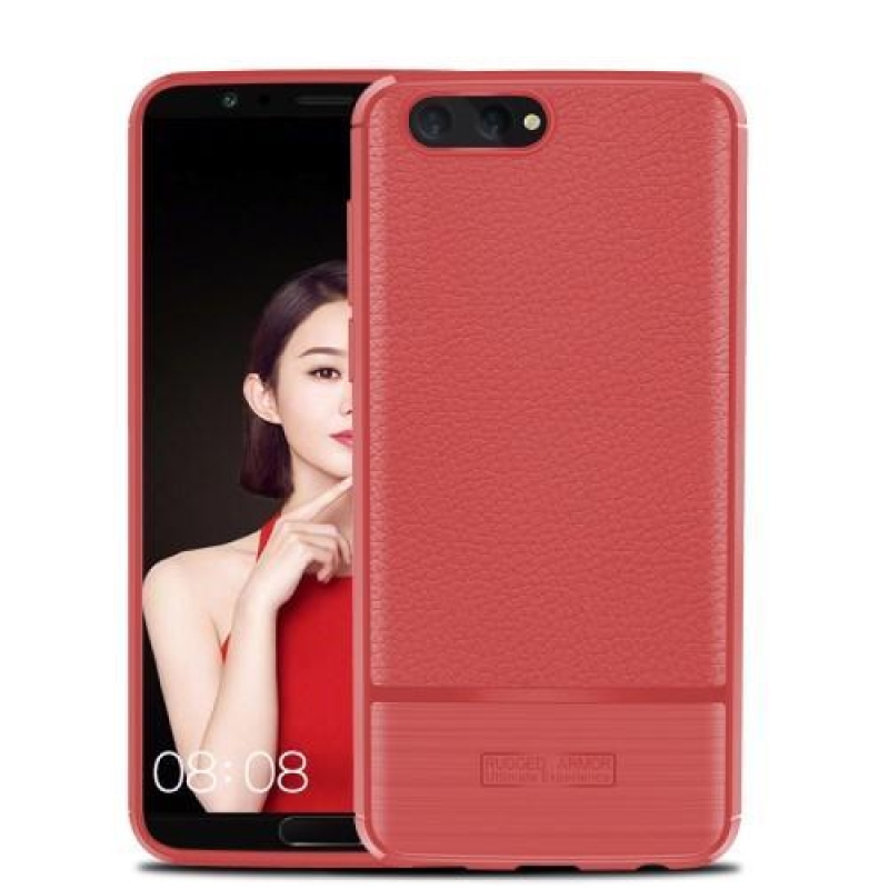 Ecsettel elegáns zselés tok csiszolással a Honor View 10-re - piros színben