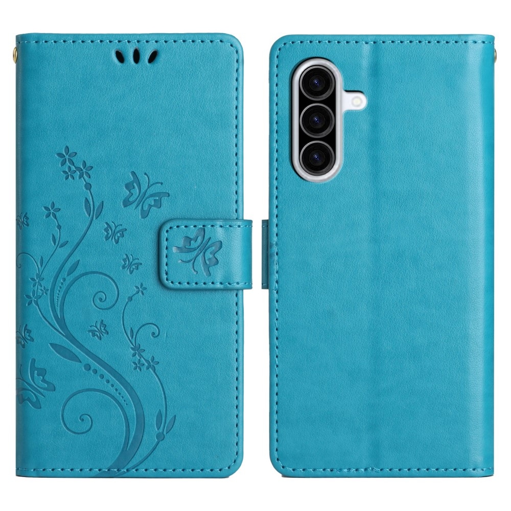 Virágok könyv tok Samsung Galaxy A36 5G - kék