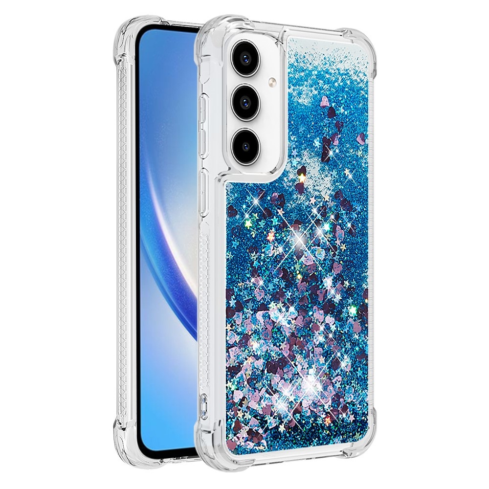 Glitter zselés homokóra tok Samsung Galaxy A55 5G - kék/szív