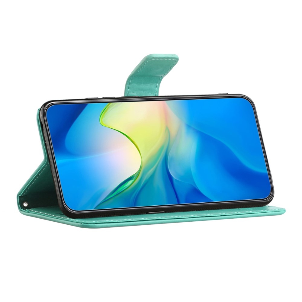 Virágos könyvtáska Samsung Galaxy A36 5G készülékhez - teáskék színű